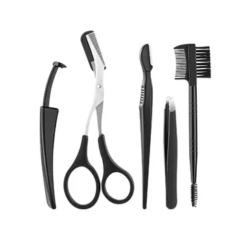 

5pcs Eyebrow Shaping Tools Kit Razor Scissors Stainless Steel Scraper Clip Comb Makeup Gadgets