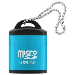 Portable USB 2.0 Micro SD Card Reader Adapter for Mobile and Laptop Use (Blue)