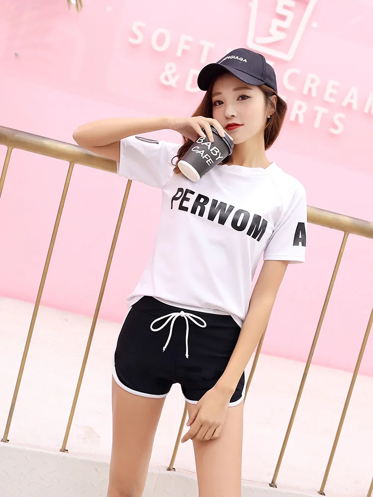 

Bathing Suit Female Sports Students Split-Conservative Slimming Belly Covering Small Bust Gathering Boxers Hot Springs Swimming