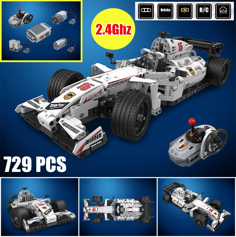 

MOC F1 Racing Car Remote Control 2.4GHz fit Technic Motor power function model Building Blocks Bricks Toys for Children