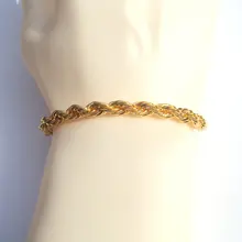 "Xp" Высококачественная Веревка Цепь 6 мм 24 к желтый тонкий твердый Золотой GF толстая веревка скрученный Плетеный мужской хип хоп 60 см "браслет