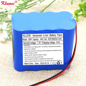 

KLUOSI 8.4V Battery 2S4P 7.4V/8.4V 14Ah for NCR18650GA Lithium Battery Pack with 5A BMS Bicycle Headlights CCTV/Camera/ Toy