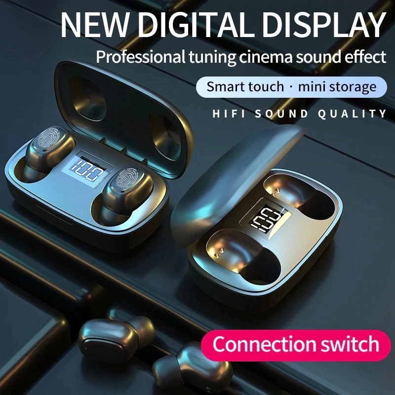 kowkaka TWS T10 Bluetooth Earphone Sport Headset Wireless Earbud Blutooth 5 0 IPX7 Waterproof with LED Display For IPhone Xiaomi