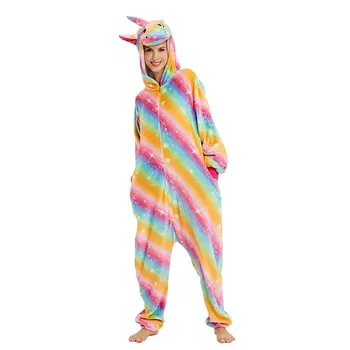 

QHYZOU Animal Unicorn Pajamas Sets For girls Women Onesies adults Pijama Unicornio Funny Jumpsuit Flannel Party Cartoon