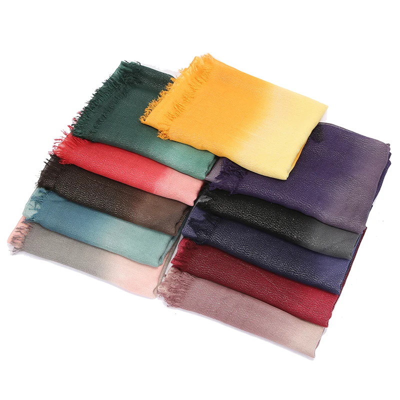 

NEW Pashmina cotton sliver thread hand-dye viscose tassles Soft scarf lady wraps Islamic bandana Muslim hijab 10 pcs/lot