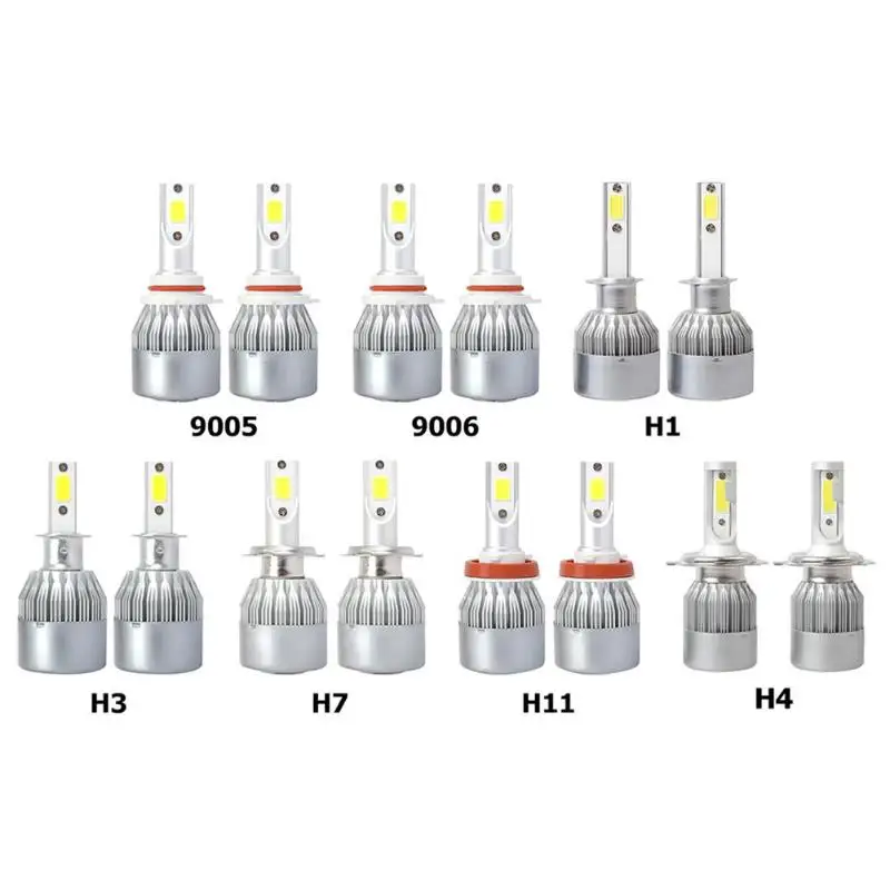 2 шт. светодиодный H1 H3 H7 H11 H4 9005 9006 автомобилей головной светильник лампы 36 Вт 8000LM 3000K для детей в возрасте от 9 до 32В светильник ing супер яркий желтый цвет авто COB светильник