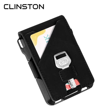 

Aluminium RFID Blocking Bank Zwarte Anti-dief Credit Card Houders Kaarthouder Portemonnee Lederen Minimalistische Card Wallet