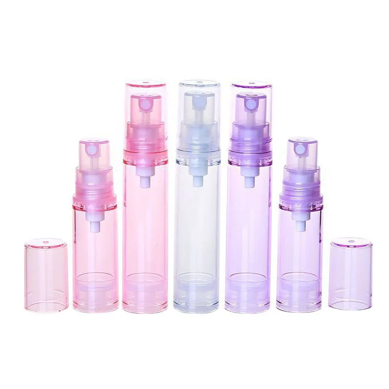 

100pcs x 5ml 12ml 15ml Travel Clear Pink Purple Airless Lotion Pump Refillable Bottle Vacuum Toiletries Container For hand cream