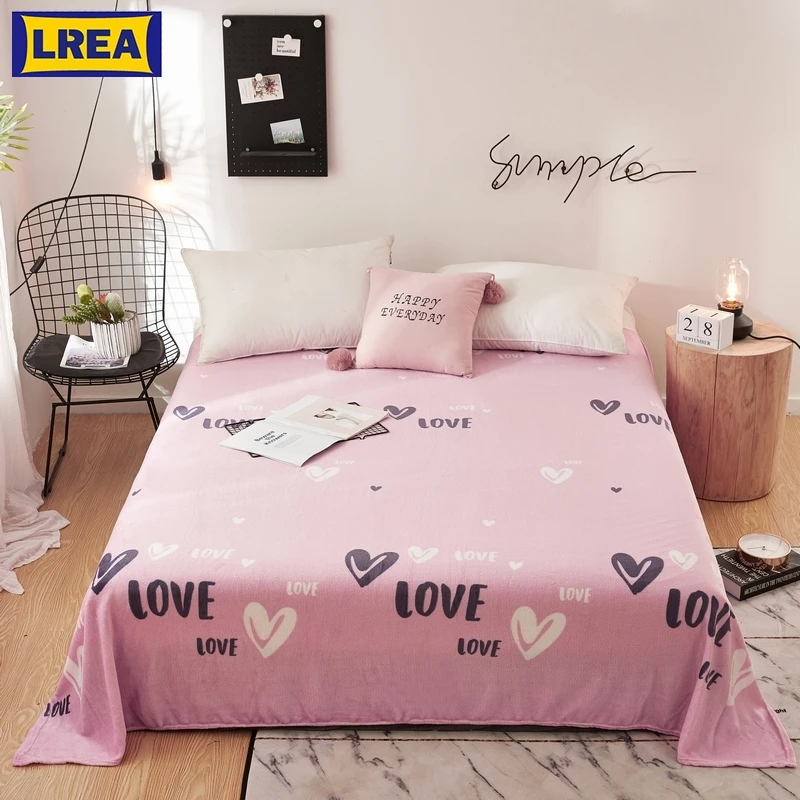 

LREA плед coral Fleece Blanket pink lovingheart super warm soft throw winter on Sofa Bed Plane Travel bedspreads sheets BLANKETS