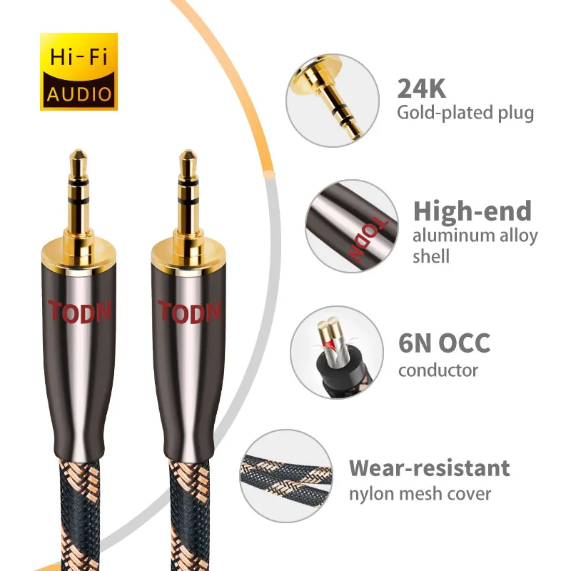 Occ Aux Cabo Jack 3.5 mm Cabo de Áudio Alto-falante para Iphone Computador Alto-falante de Carro para Ipad Huawei Xiaomi Todn6n - Image 2