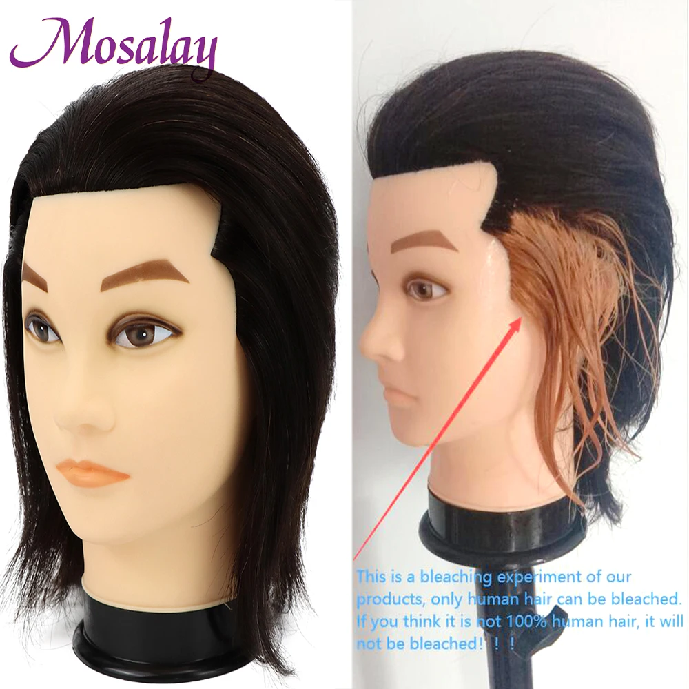 

Hot Male 100% Human Hair Mannequin Head with Real Hair Practice Training Head Barber Hairdressing Manikin Doll For Beauty School