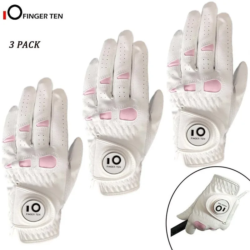 Cabretta Leather Soft Golf Gloves for Women with Ball Marker Left Right Hand Weathersof Grip Size S M L XL Drop Shipping | Спорт и
