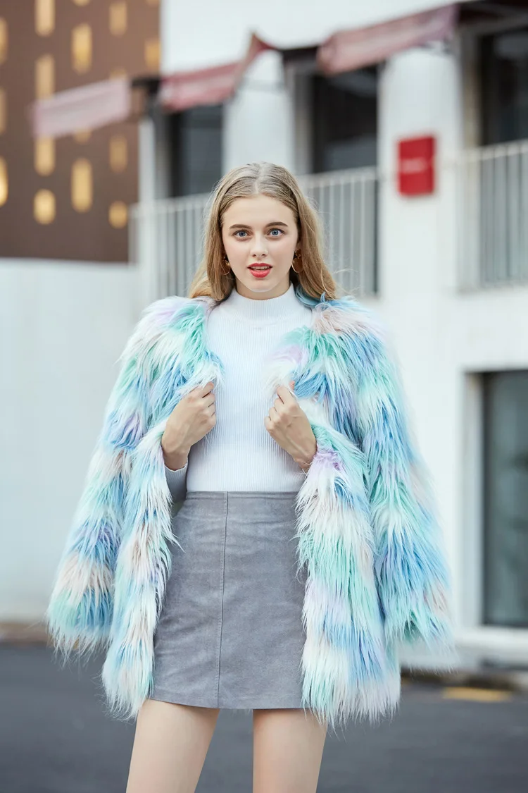 women's winter coats 2021 Female Fashion Slim Fur Casual O-Neck Cardigan slim coat ladies Plush fur faux fur jackets xk2-81 waterproof parka