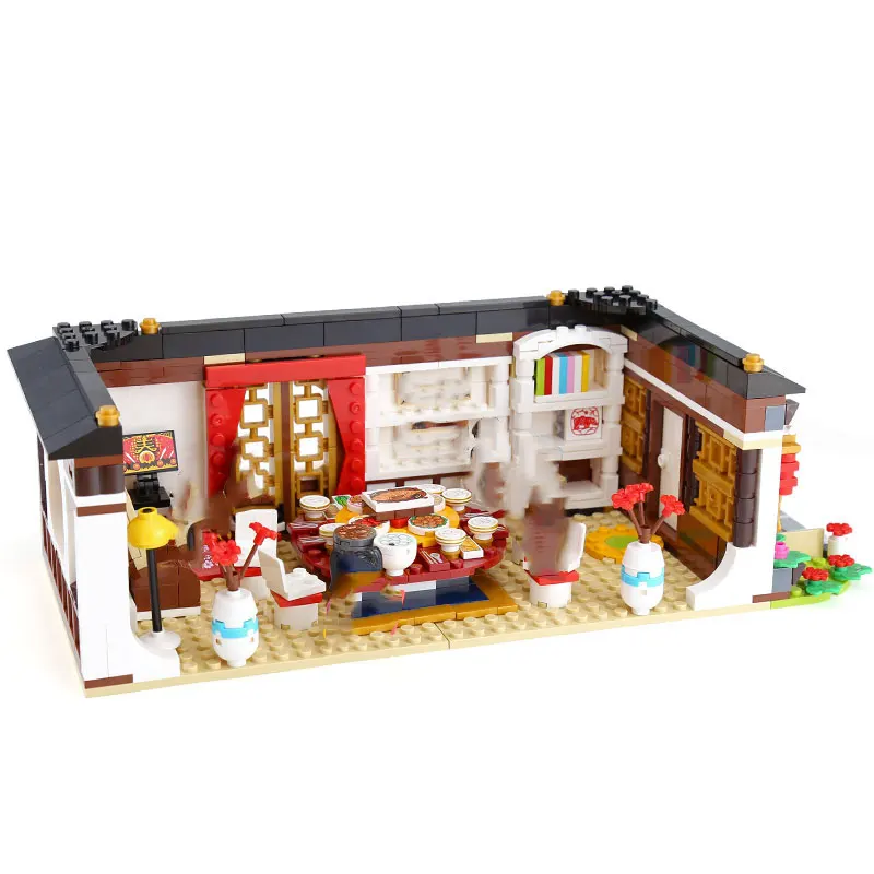 

46001 Creative Toys Series The Chinese New Years Eve Dinner Set Building Blocks Bricks Chinese Architecture Kids New Year Gifts