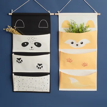 

Hanging Bag Cute Cartoon Storage Organizer for Kids Cloth Storage Bag Wall Hanging Pocket Moisture-proof Hanger for Children