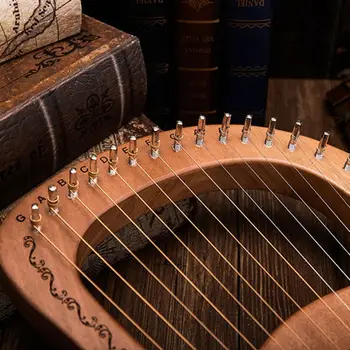 

2020 New Mahogany Wood Harp 16 String 16 Tone Harp Portable Lyre Musical Beginner Tools