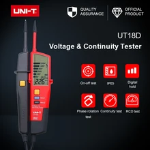 Ut18d testador de continuidade de voltagem, à prova d' água ip65, iluminação embutida, teste de fase de teste de rotação, indicação de tensão, ligamento-off teste teste teste