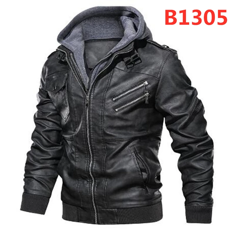 B1305 мужские Куртки из искусственной кожи, утолщенная верхняя одежда, кожаные толстовки, байкерское пальто, мужские крутые зимние осенние мотоциклетные куртки Harajuku на заказ, теплая куртка - Цвет: Dark Grey