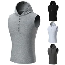 Новые летние Стиль мужская одежда одноцветное Цвет характеристики кнопка дизайн с капюшоном модные Повседневный жилет