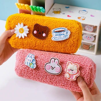 

New Kawaii Large Capacity Plush Pencil Case Cute Animal DIY Pencil Pouch Cartoon Storage Bag School Office Stationery Supplies
