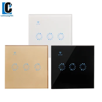 

UK EU 3Gang WiFi + RF Double Controlled Smart Home Touch Remote Control Wall Switch Support Google Alexa voice control