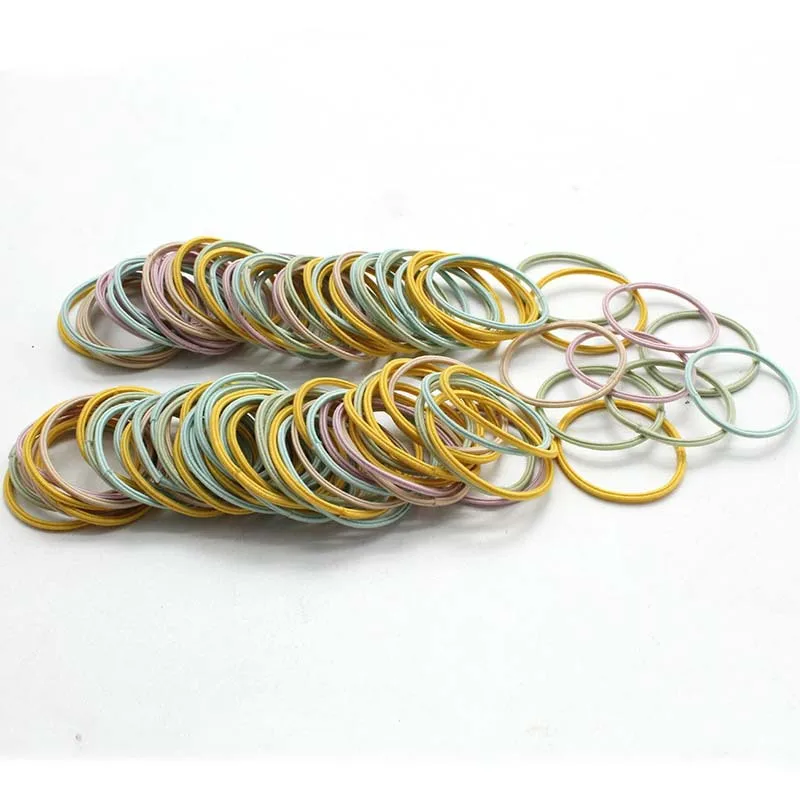 9 100 Pcs Girl Hair Rings Fluorescent Color Hair Accessories Ponytail Rubber Hair Rope High Elastic Hair bnads Head Rope for Girls - Цвет: 9