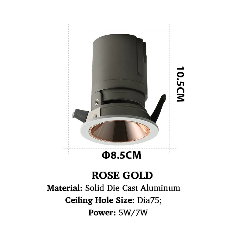 ROSE GOLD Светодиодный светильник Встраиваемый светодиодный потолок пятно света 9w 12w COB высокая-конец хозяйственный магазин освещение для отелей вилл внутреннего освещения - Цвет: ROSE GOLD