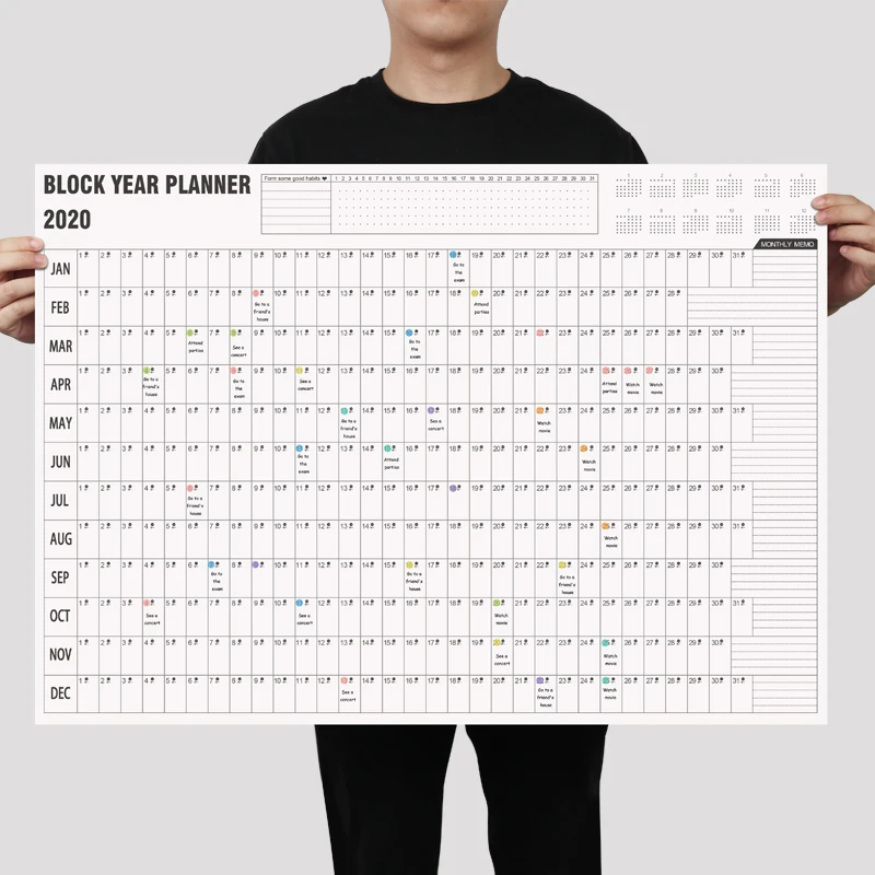 2020 2021 Block Year Planner Daily Plan Paper Wall Calendar With 2 Sheet Eva Mark Stickers For Office School Home Calendar Aliexpress block year calendar 2021