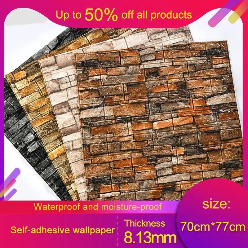 

Self-Adhesive Wallpaper Foam Brick Waterproof Retro Brick 3D Home Wall Decoration Anti-Collision Brick Pattern Wall Stickers