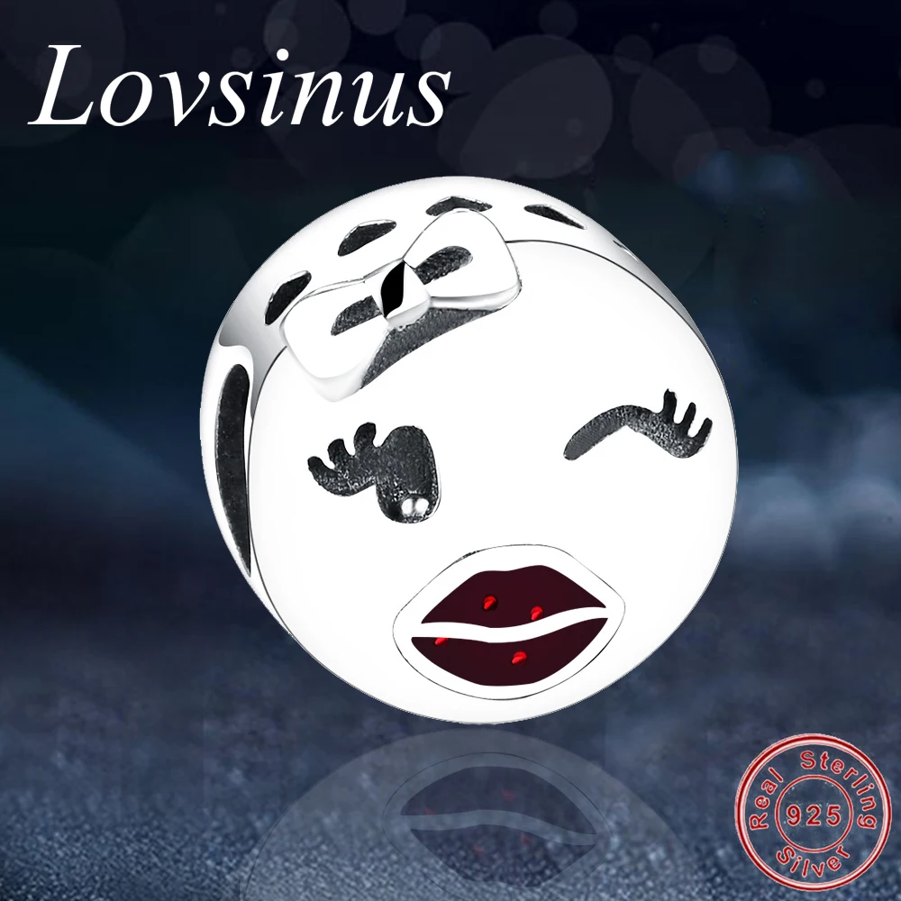 Оптовая продажа новинка Стерлинговое Серебро 925 пробы мода смайлик/красная губа