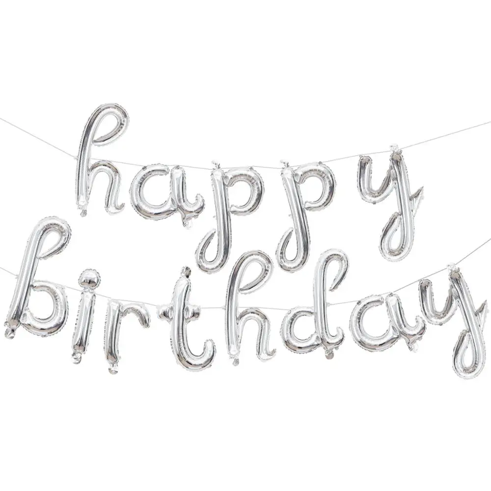 16 дюймов буквы фольгированные шары «С Днем Рождения» Happy День рождения украшения Детские воздушные шарики с алфавитом Baby Shower поставки - Цвет: Silver
