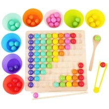 Crianças brinquedos de madeira diversão cor clipe grânulo jogo de classificação cor inteligência desenvolvimento atenção formação jardim de infância ensino ai
