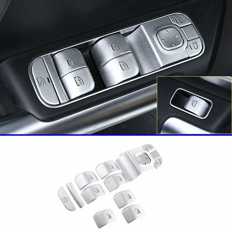 14pcs For Mercedes Benz A B class W177 W247 GLB X247 GLA CLA 2019-2020 Car Window Glass Lift Button Trim Cover