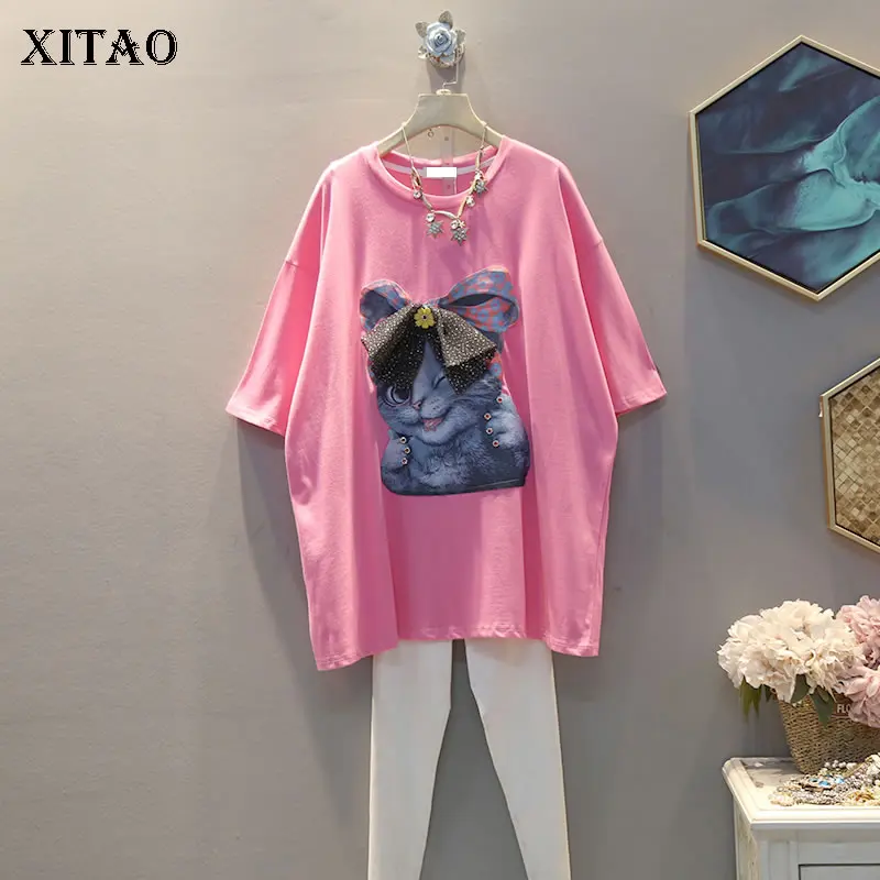XITAO корейский стиль мультфильм шаблон Футболка женская одежда лето новая мода