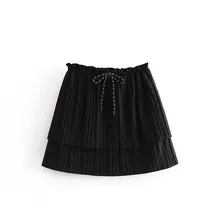 Новое Женское милое агаровое кружево с эластичной резинкой на талии двухслойный гофрированый мини-юбка faldas mujer женские шикарные кружевные юбки с бантом QUN462