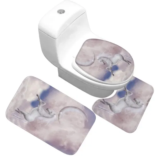 CAMMITEVER коврики с лошадьми Набор ковриков для ванной 3 шт Ванная комната Нескользящая стойка для тряпок+ крышка унитаза+ набор ковриков для ванной