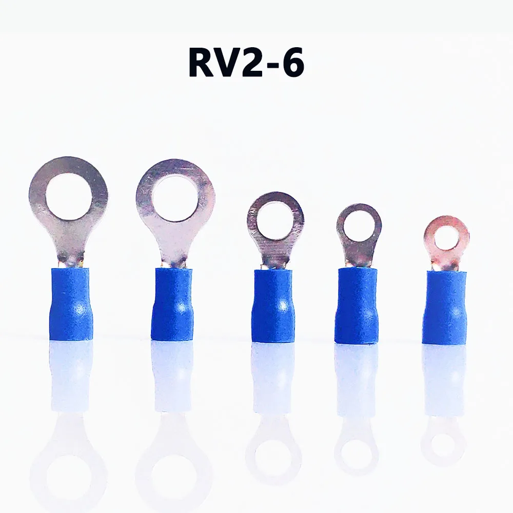 

RV2-6 BLUE color Ring insulated terminal suit 1.5-2.5mm2 Cable Wire Connector cable Crimp Terminal 100PCS/Pack Free shipping