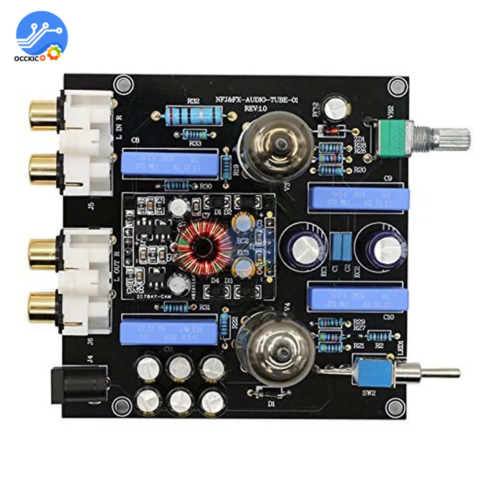 6J1 Tube Amplifier Bile buffer Preamplifier MINI HIFI DC12V Preamp Treble Bass Adjustment Audio Stereo Speaker