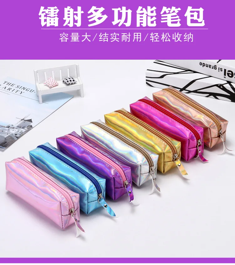 New laser pencil bag Simple ladies cosmetic bag cylinder storage bag male and female students stationery pencil bag CL-19222