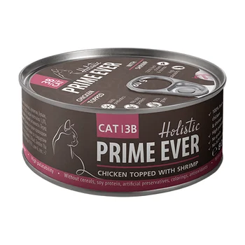 

PRIME EVER PRIME EVER CHICKEN TOPPED WITH SHRIMP Holistic for cats and kittens with chicken and shrimp in jelly 80g