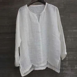 Nova camisa de manga longa masculina dos homens breve conforto respirável cor sólida manga longa solta casual t camisa blusa roupas vintage