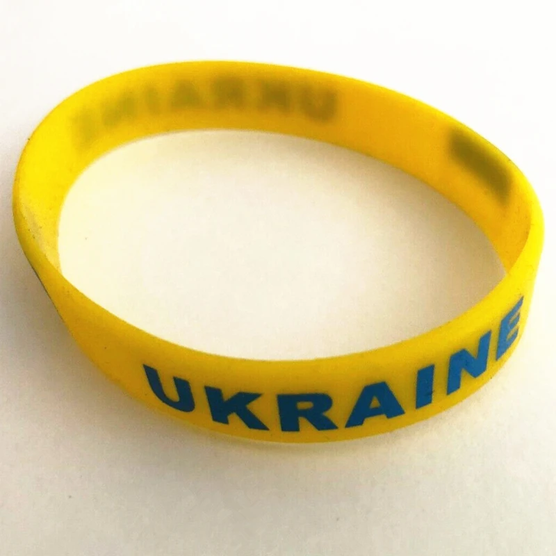 300pcs National Country Flag Ukraine Wristbands Silicone Bracelets