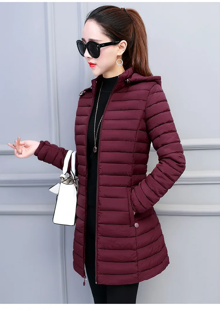 off Season Processing Cotton-padded Clothes Women's Mid-length Thin Slim Fit Korean-style Cotton-padded Jacket down Jacket