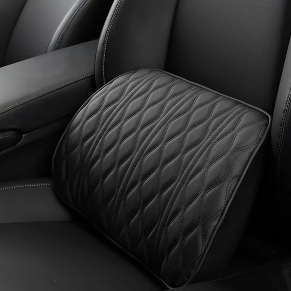 Car Headrest Memory Foam Pillow Leather Embroidered Seat Supports Sets Back Cushion Adjustment Auto Neck Rest Lumbar Pillows