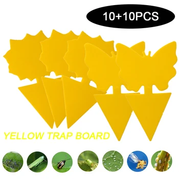

20PCS Yellow Double-side Sticky Insect Exterminator Board with Bracket Trapping Board Potted Plants Gardens Gardening Tools