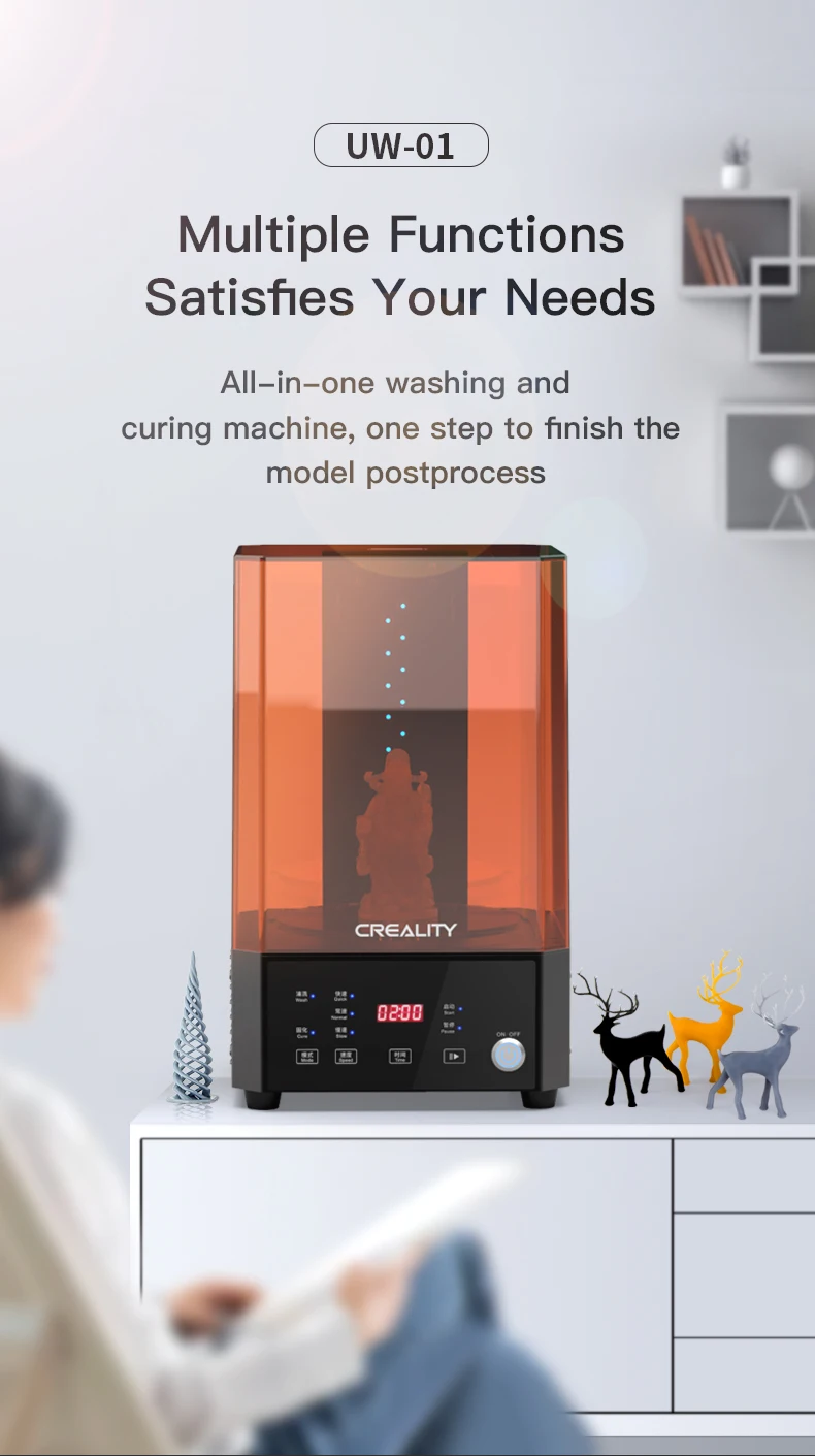 CREALITY 3D UW-01 Washing/Curing Machine All-In-One Washing and Curing One Step to Finish The Model Post Process best 3d printer for beginners