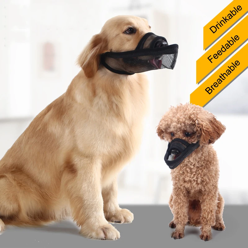 

Breathable Dog Muzzle Mesh Mask Soft Dog Muzzle Cover with Dogs Hook Loop Stop Biting Barking and Chewing Adjustable