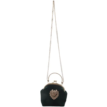 

ASDS-Female Pearl Handbag Vintage Velour Heart Design Evening Bag Wedding Party Bride Bag Purse