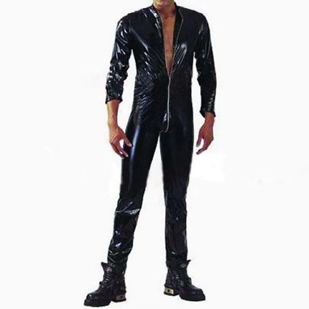 7185 Сексуальная искусственная кожа для мужчик Wet Look боди взрослый передний комбинезон на молнии наряд для спальни сексуальное женское белье Клубная Одежда для танцев на шесте - Цвет: 7185