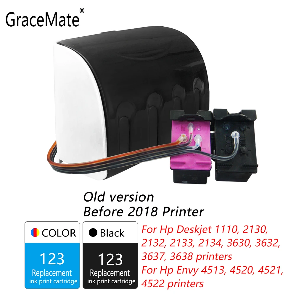 

GraceMate 123 CISS Bulk Ink Compatible for Hp 123 for 1110 2130 2132 2133 2134 3630 3632 3637 3638 3830 4513 4520 4521 Printers